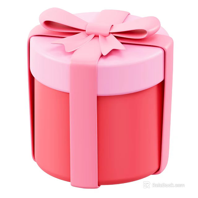 Decorative Pink Gift Box Ornament Set With Elegant Bow Design 3d model