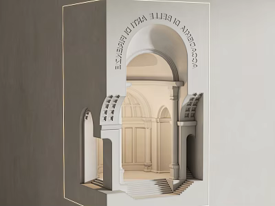 Classical Indoor Wall Lamp Design With Arched Doorway And Carved Details 3d model