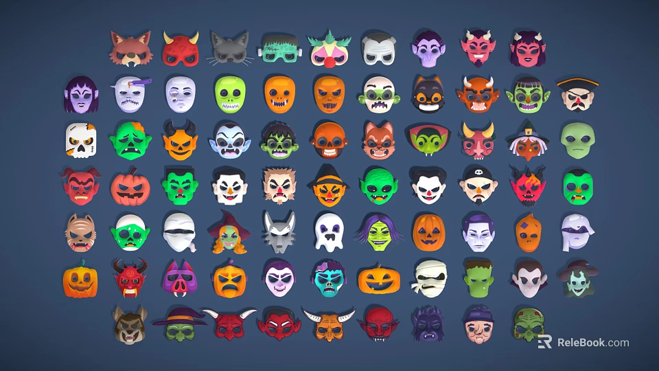 Various Colorful Decorative Masks For Daily Household Use With Unique Designs 3d model 