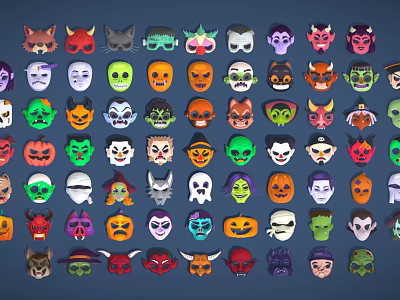 Various Colorful Decorative Masks For Daily Household Use With Unique Designs 3d model
