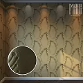 Intricate Decorative Wall Component With Fish Scale Pattern And Textured Surface