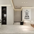 Modern Dining Living Room Interior With Sofa Dining Table Pendant Light And Wall Art
