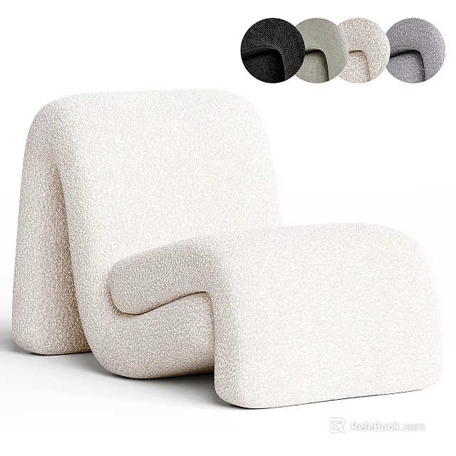 Modern Single Sofa With Plush Fabric Curved Design For Living Room And Multiple Colors 3d model 
