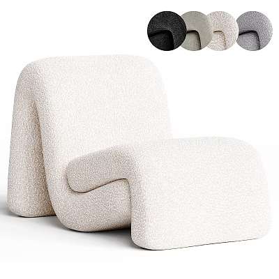 Modern Single Sofa With Plush Fabric Curved Design For Living Room And Multiple Colors 3d model