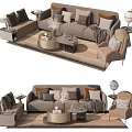 Modern Sofa Coffee Table Combination With Decorative Pillows Area Rug And Side Table 3d model
