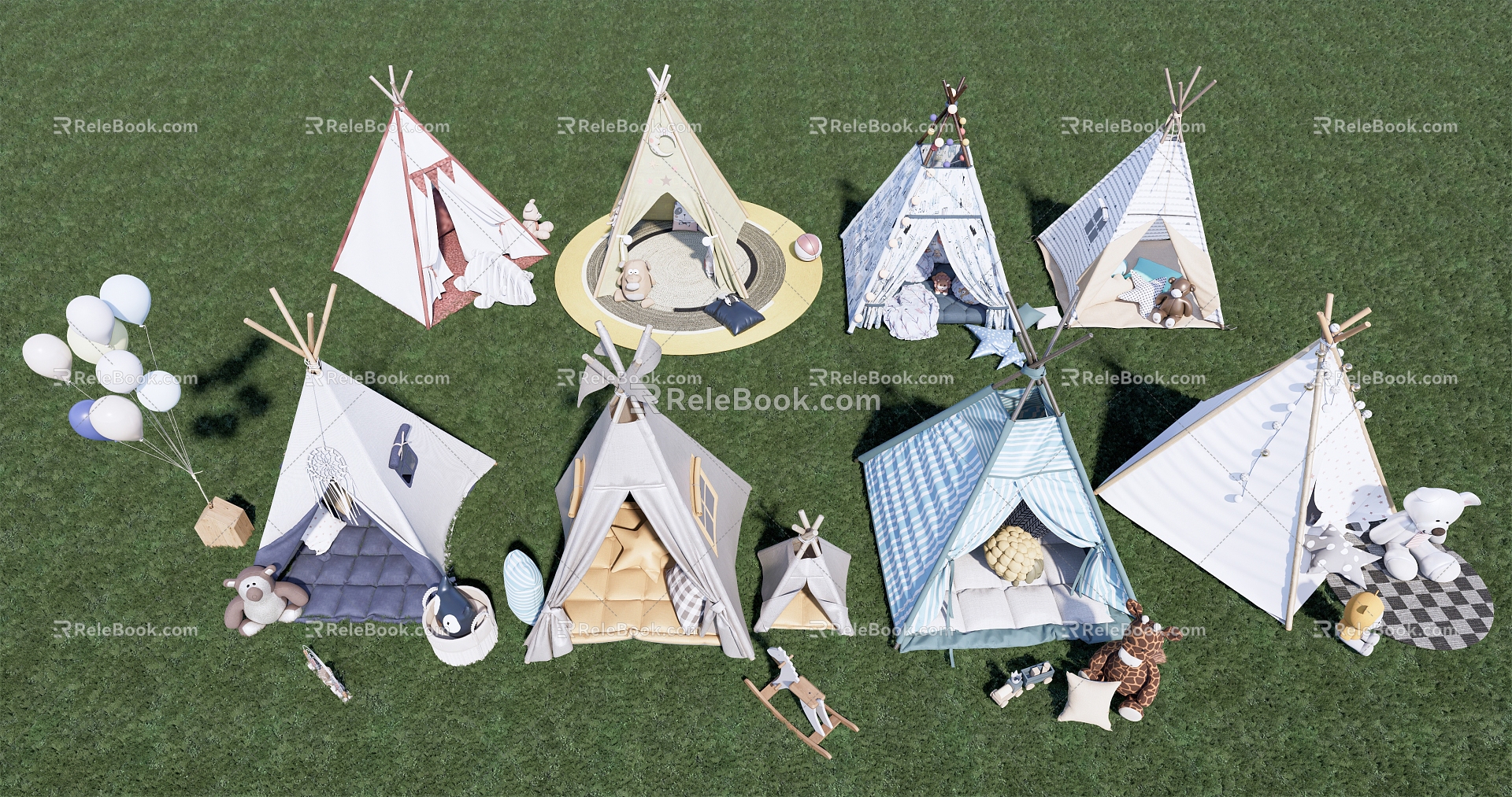 Modern Tent Outdoor Children Tent Tent Combination 3d model