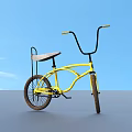Yellow Bicycle With White Seat Black Handlebars And Classic Frame Design