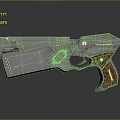 Futuristic Sci Fi Weapon Pistol With Metallic Body Red Grip And Glowing Elements 3d model