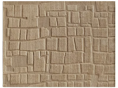 Square Rug With Beige Geometric Square Pattern And Textured Woven Design For Living Room Decor 3d model