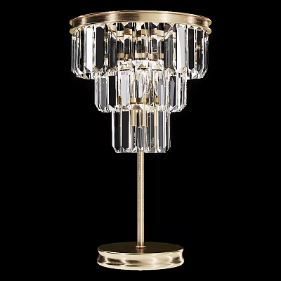 Elegant Luxury Crystal Table Lamp With Tiered Shades And Gold Metal Base 3d model