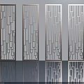 Modern Hinged Doors With Blue Frames And Geometric Patterns Design 3d model