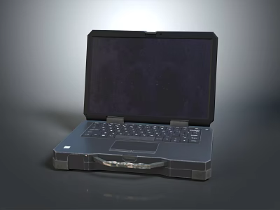 Portable Rugged Black Laptop With Handle Dark Screen And Durable Design 3d model