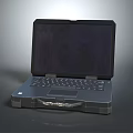 Portable Rugged Black Laptop With Handle Dark Screen And Durable Design