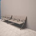 Gray Public Chairs With Metal Armrests Against Wall On Marble Floor