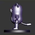 Purple Cartoon Cat With White Belly Pink Nose Black Whiskers Standing On Round Base