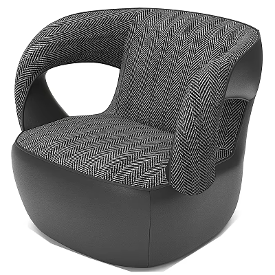 Modern Single Sofa With Herringbone Fabric Curved Black Armrests And Stylish Design 3d model