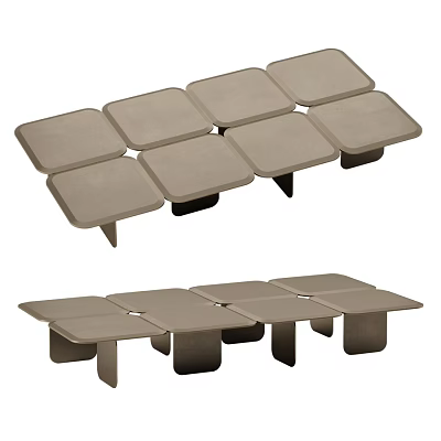 Modern Modular Coffee Table Set With Multiple Square Units And Black Legs 3d model