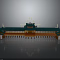 Traditional Chinese Building With Green Roof Curved Eaves Red Columns And Ornate Decorations
