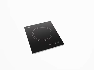 Midea Black Induction Cooktop With Circular Heating Zone And Control Buttons 3d model