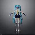 Vibrant Anime Character With Blue Long Twin Ponytails Sailor Uniform White Top And Blue Skirt
