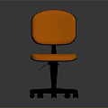 Orange Office Chair With Fabric Seat And Swivel Base On Black Frame