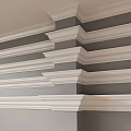 Modern Interior Wall Design With White Decorative Moldings And Gray Surfaces 3d model
