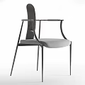 Modern Accent Chair With Sleek Metal Frame Armrests And Gray Cushion