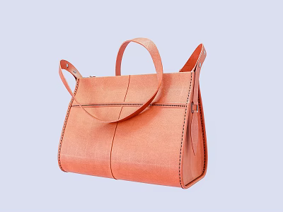 Stylish Orange Leather Handbag Featuring Top Handle Crossbody Strap And Minimalist Stitch Design 3d model