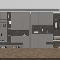 Elegant Light Luxury Kitchen Interior With Marble Island And Storage Cabinets 3d model