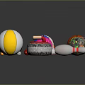 Assorted Sports Equipment Collection With Soccer Basketball Volleyball And Bowling Gear