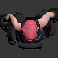 Game Movie Character With Pink Hair Dark Blue Nike Tank Black Gloves And Brown Boots