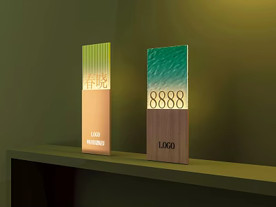 Elegant Lighted Display Signs with Spring Dawn Characters 8888 Logo and Branding Elements 3d model