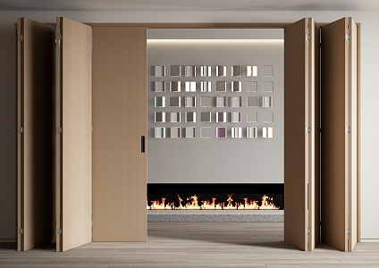 Modern folding door folding door multi-link sliding door folding sliding door fireplace 3d model