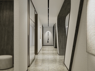 Hotel aisle entrance 3d model