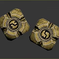 Golden Metal Dice With Intricate Geometric Patterns And Number Markings For Home Decor