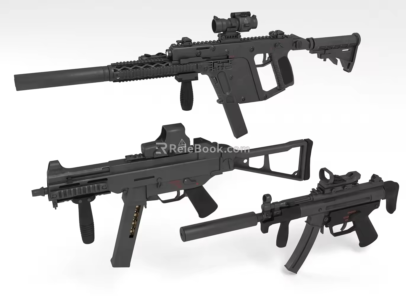 Submachine gun long-range weapon 3d model