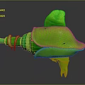 Green Futuristic Sci Fi Weapon With Spiral Structure And Unique Casing Design