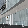 Modern Commercial Complex With High Rise Buildings And Central Open Green Spaces