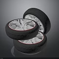High Quality Automotive Car Parts Stacked Black Tires With Red Accent Rims