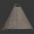 Portable Canvas Tepee Tent With Conical Shape For Outdoor Camping Use 3d model
