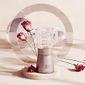Modern Blender as Daily Use Appliance with Transparent Sphere and Dried Roses on Light Background