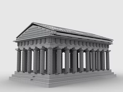 Building Blocks Classical Architecture Model With Columns Pediment And Base Design 3d model