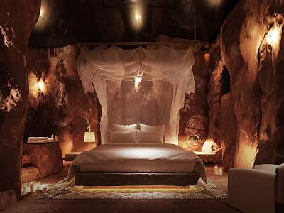 SPA Sauna Relaxing Space With Cave Like Walls And Soft Lighting 3d model