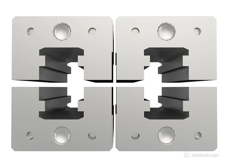 Heavy Duty Metal Hardware Tools With Square Blocks Circular Holes And Groove Design 3d model 