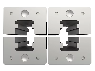 Heavy Duty Metal Hardware Tools With Square Blocks Circular Holes And Groove Design 3d model