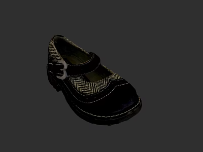 Stylish Kids Leather Shoes Featuring Velcro Strap And Herringbone Pattern Design 3d model