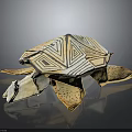 Intricate Handmade Origami Turtle With Geometric Shell Patterns On Dark Background