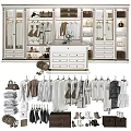 Modern Organized Wardrobe Interior With Hanging Clothes Drawers Shoes And Storage Bags