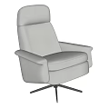 Beige Upholstered Office Chair With High Back Armrests And Swivel Base