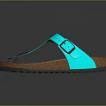 Turquoise Toe Post Sandals With Cork Brown Sole And Adjustable Straps Design